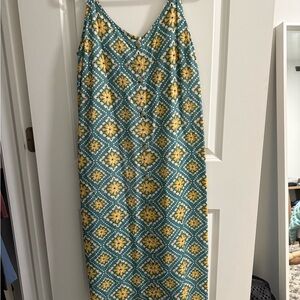 O'Neill Teal and Yellow Geometric Midi Dress